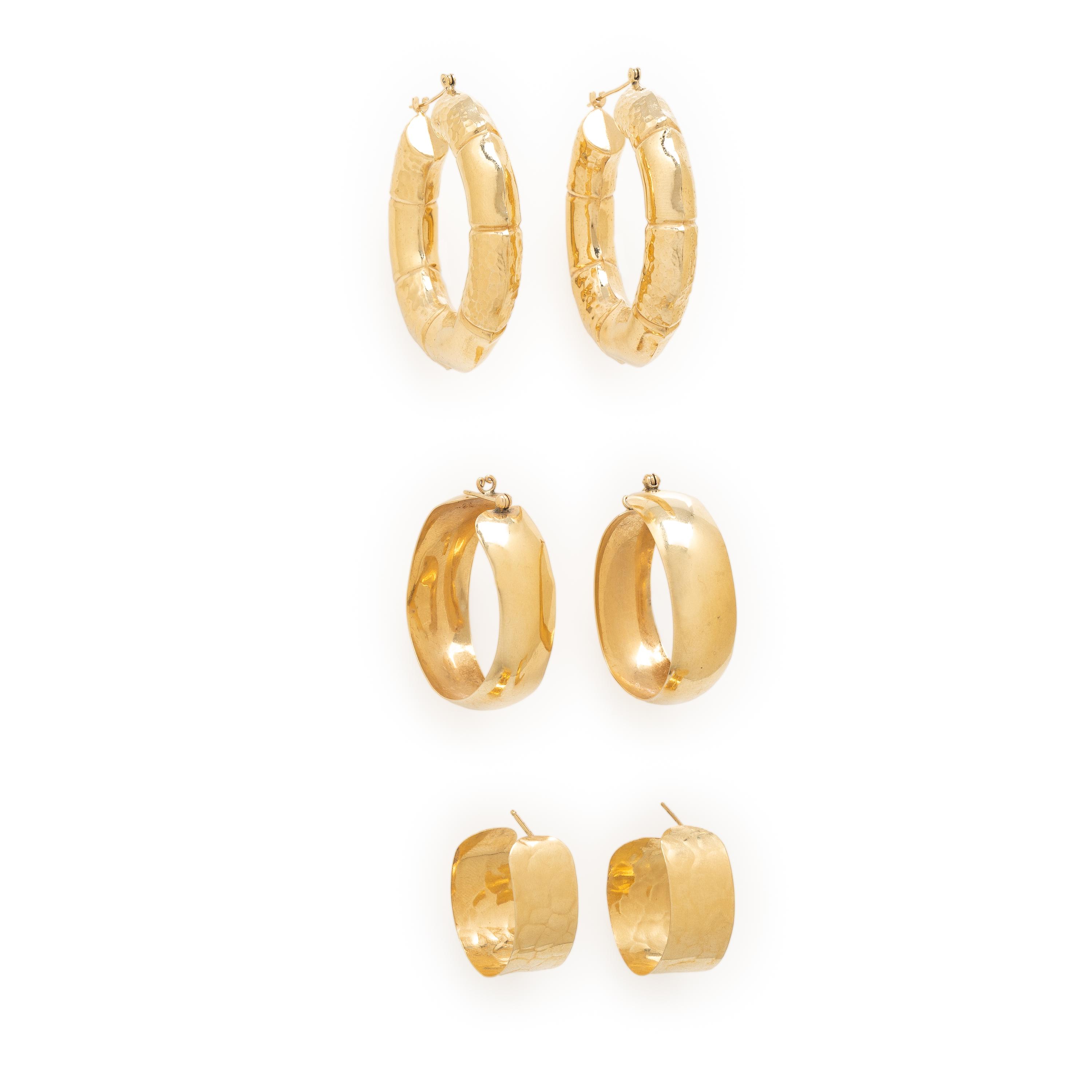 Collection of Yellow Gold Hoop Earrings
