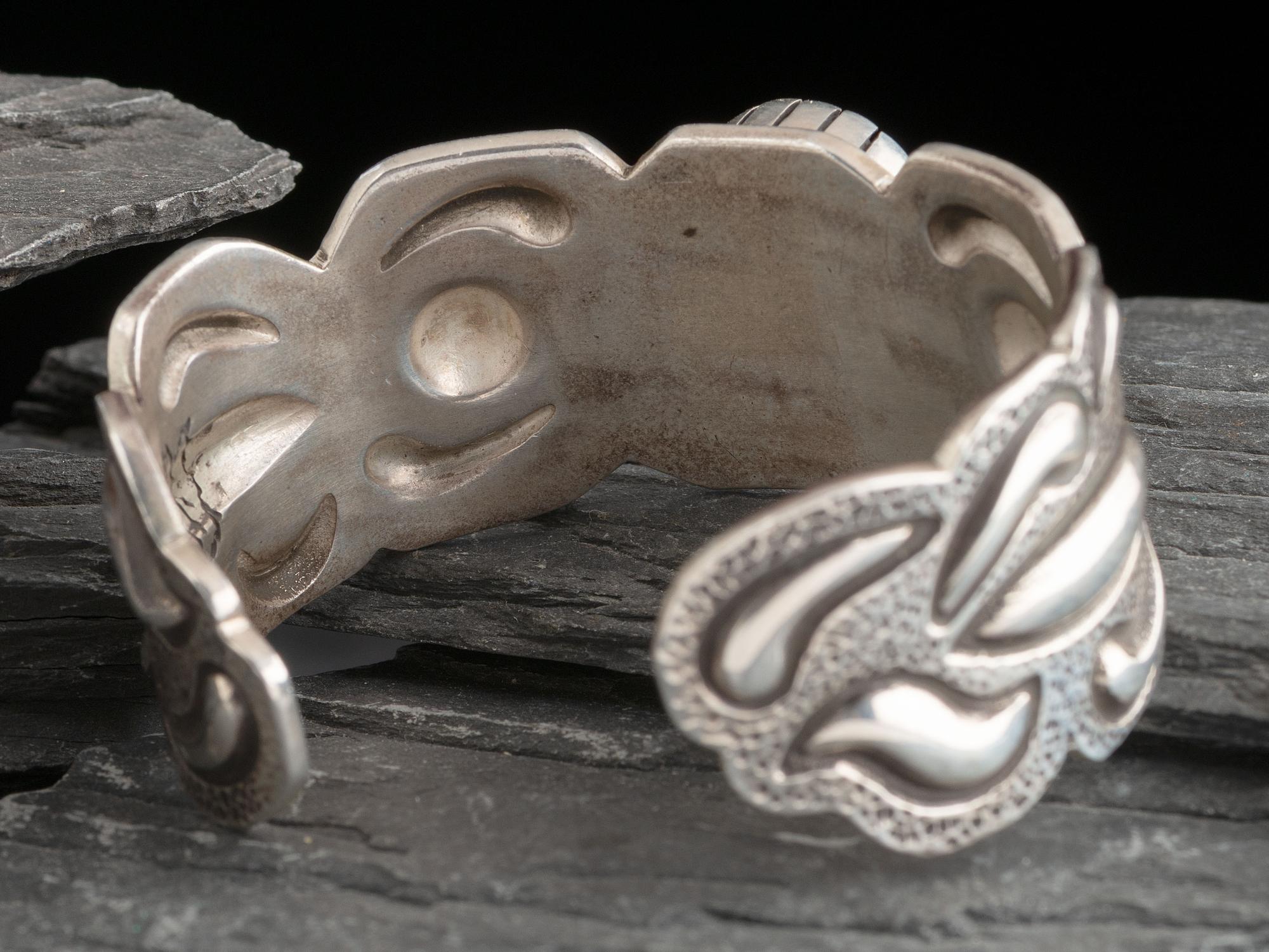 Sterling Silver and Coral Cuff Bracelet