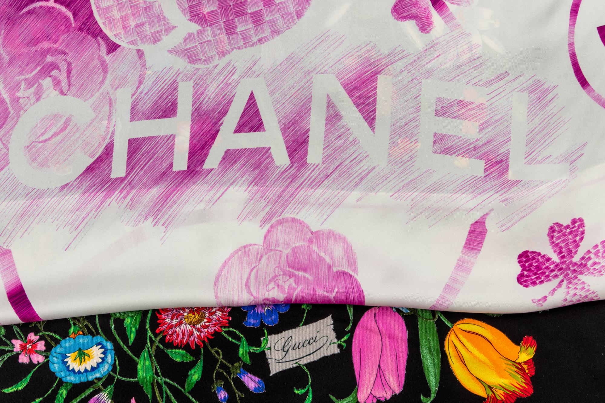 Three Designer Silk Scarves: One Chanel, Two Gucci, 2010-20s