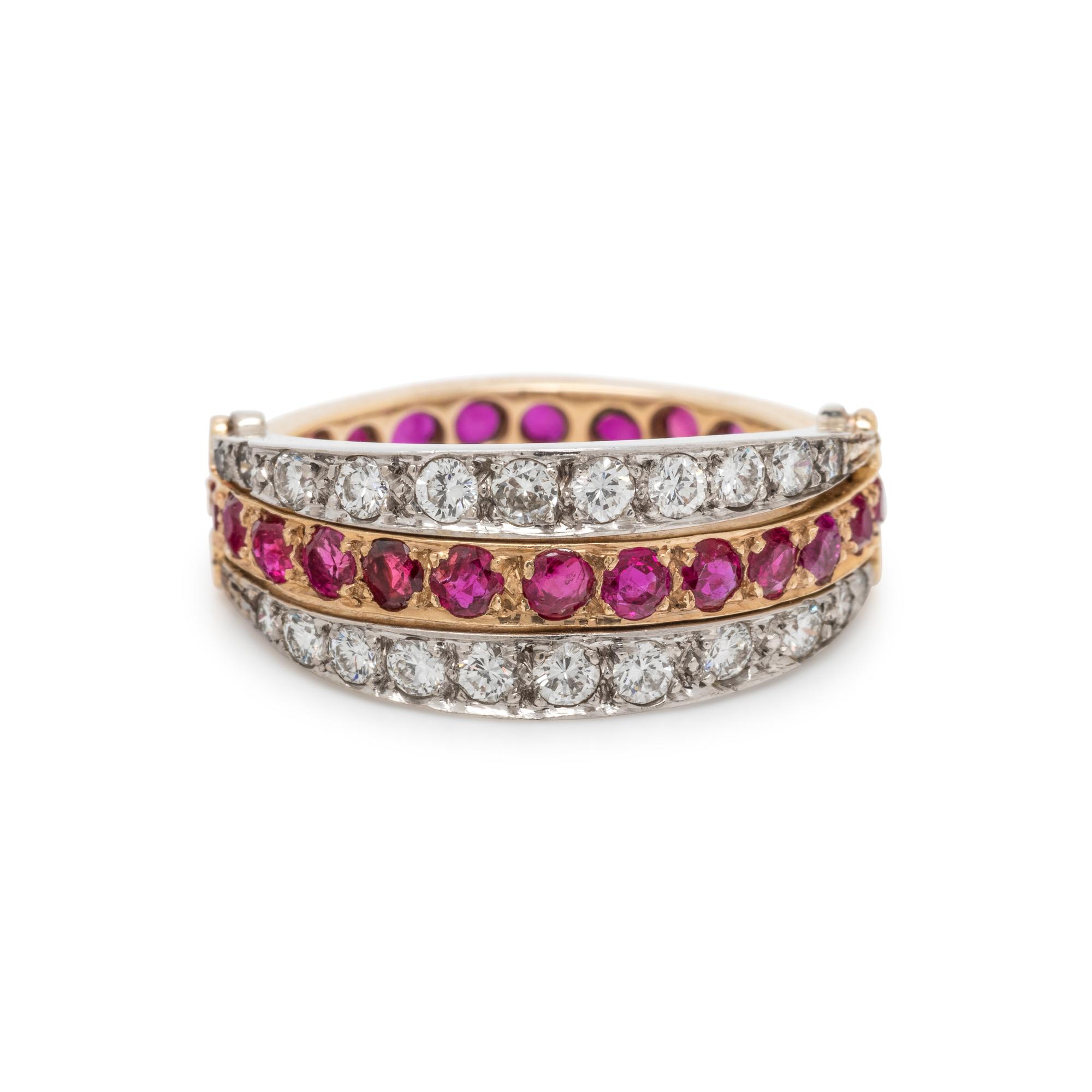 RUBY AND DIAMOND FLIP RING