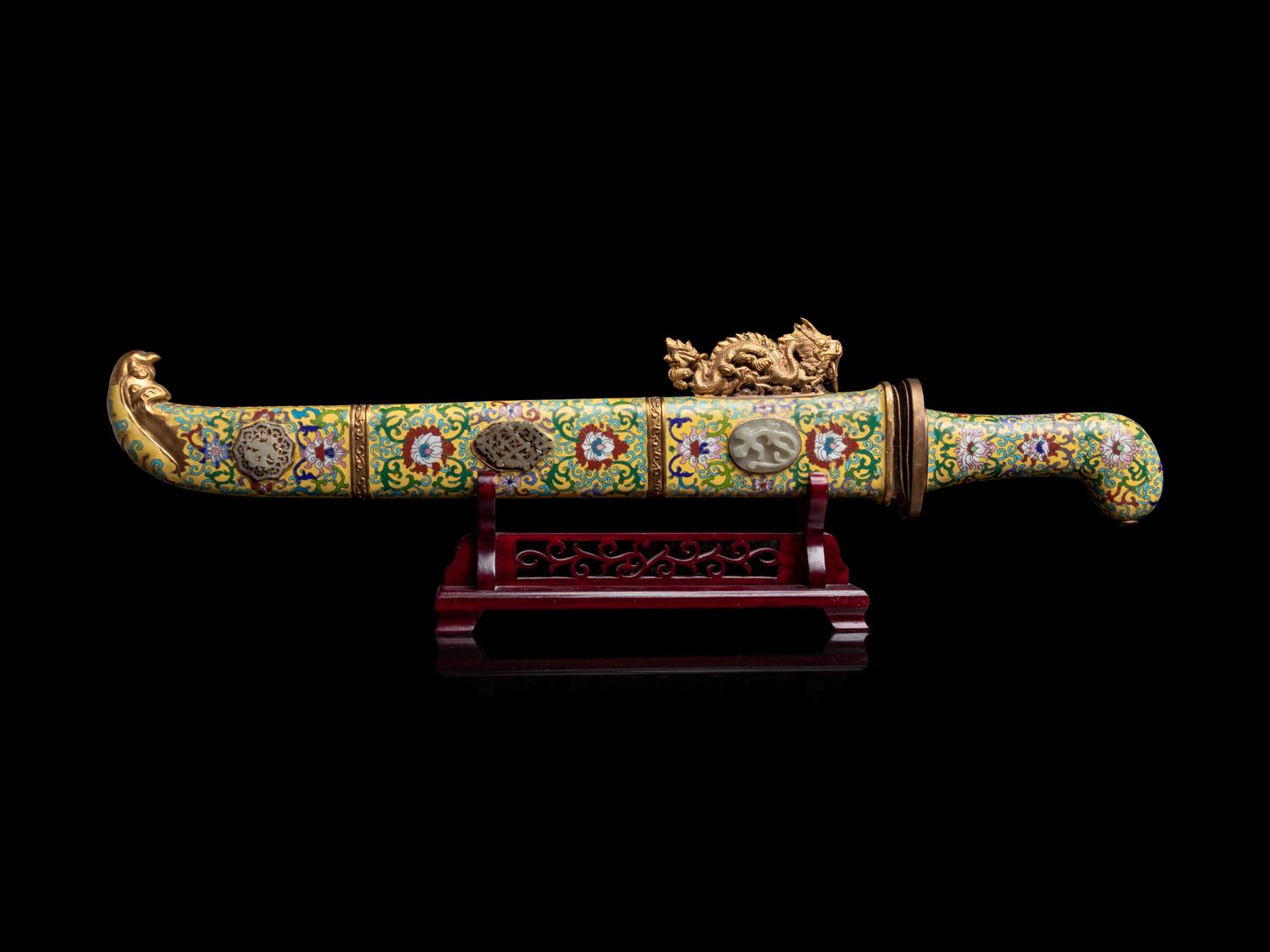 Two Chinese Yellow Ground Cloisonné Enamel Articles
