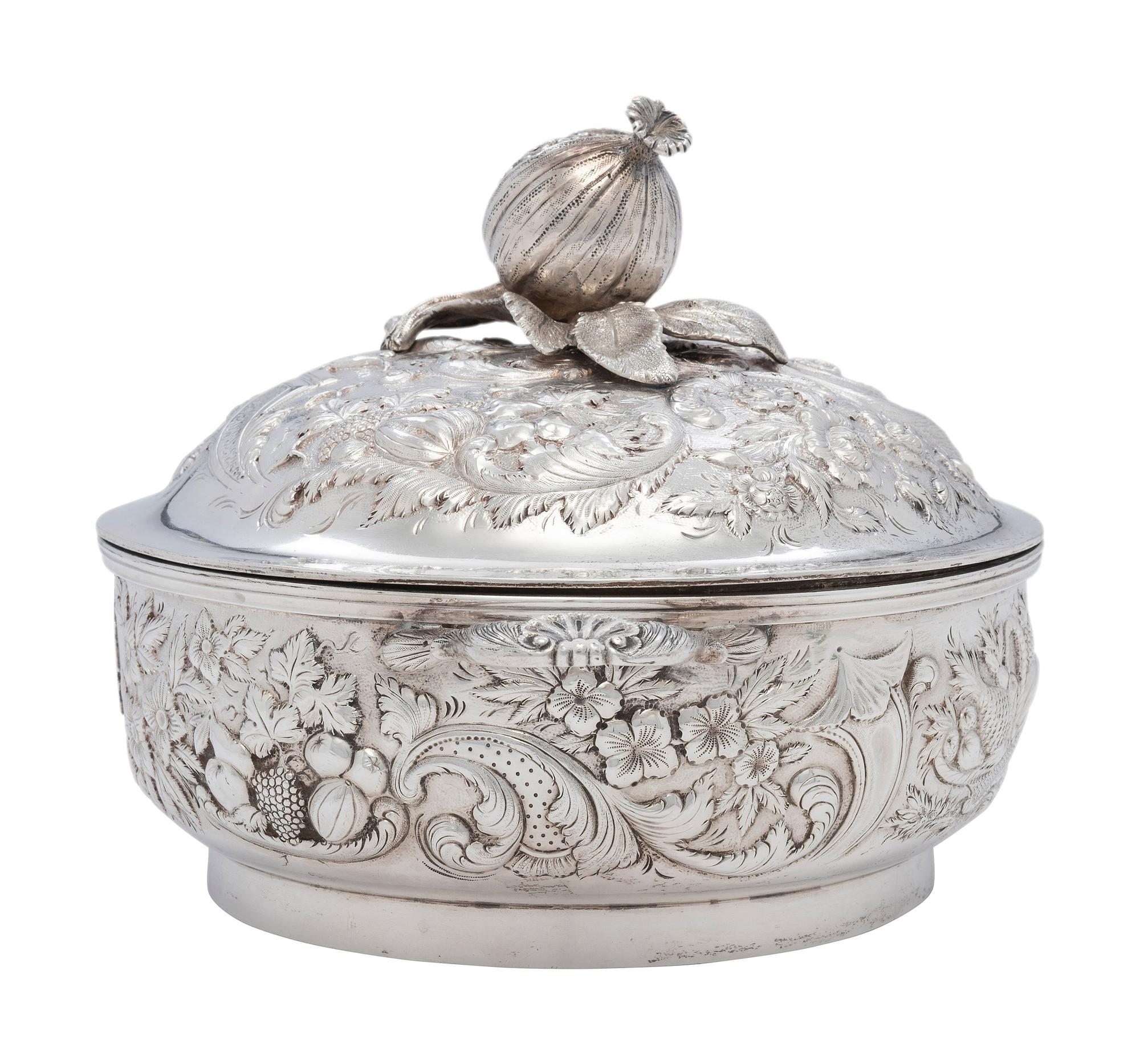 A Silver Repousse Lidded Serving Dish