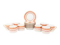 A Set of Nine Richard Ginori Porcelain Teacups and Saucers