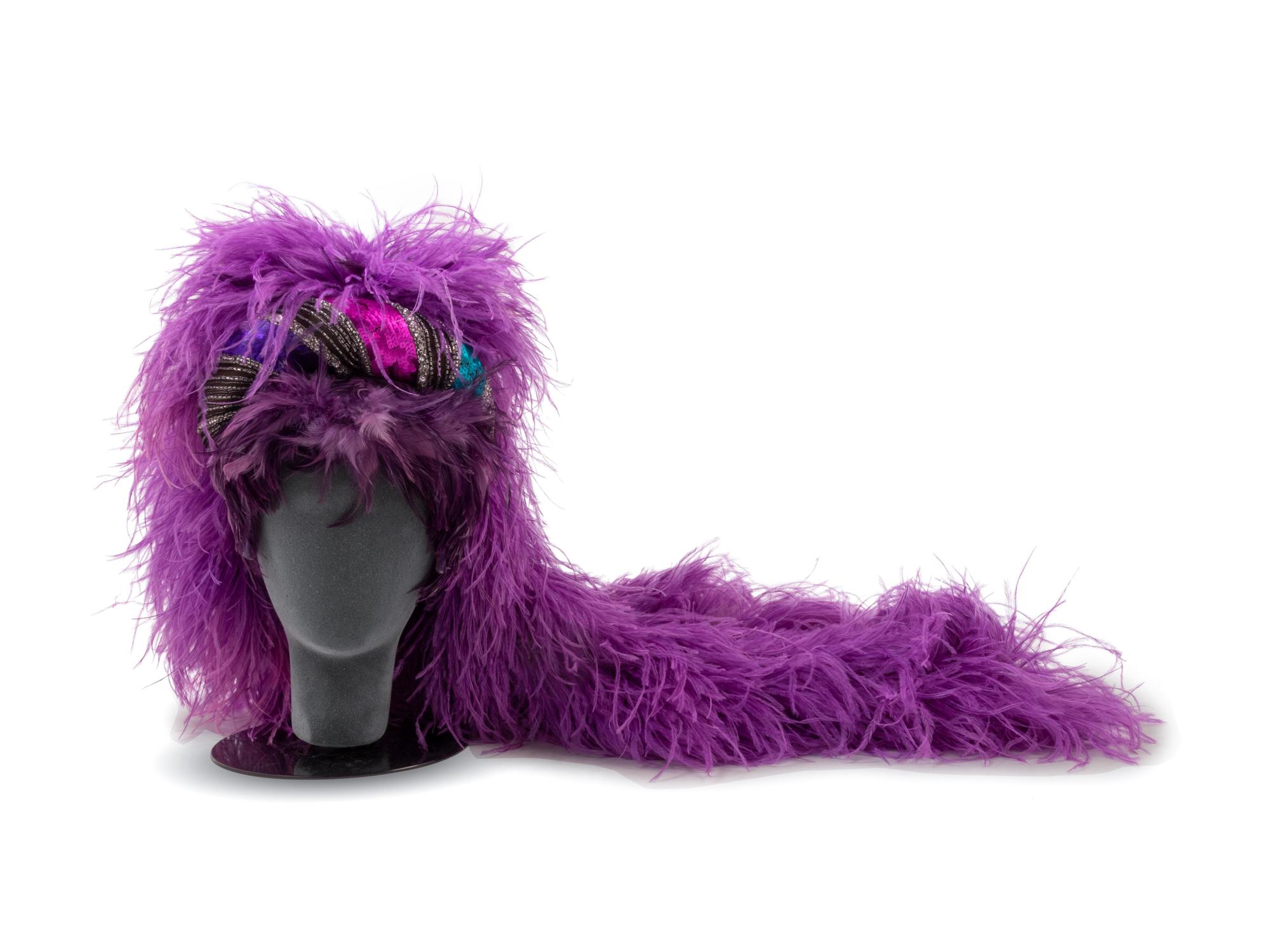 Purple Ostrich Feather Headdress, 1980-2000s