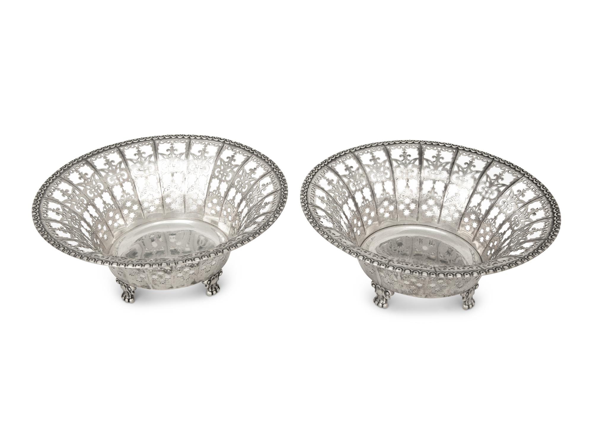 A Pair of German Silver Reticulated Bowls