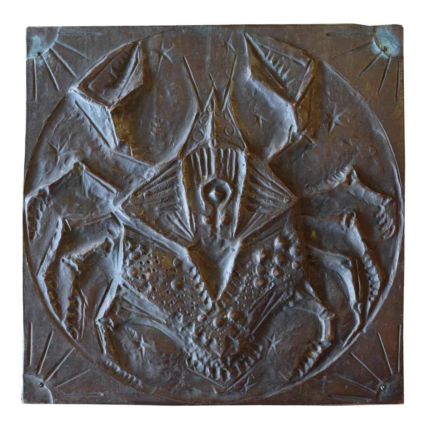 A Copper Cancer Zodiac Sign 13" W x .5" D x 13" H — Italy, Mid-20th Century