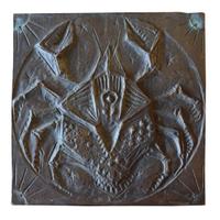 A Copper Cancer Zodiac Sign 13" W x .5" D x 13" H — Italy, Mid-20th Century