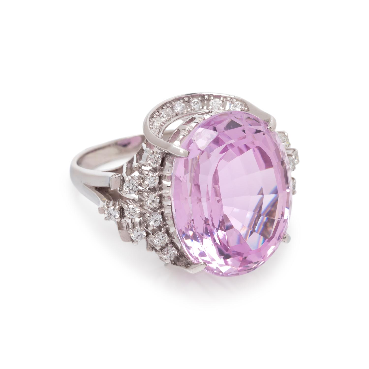 KUNZITE AND DIAMOND RING