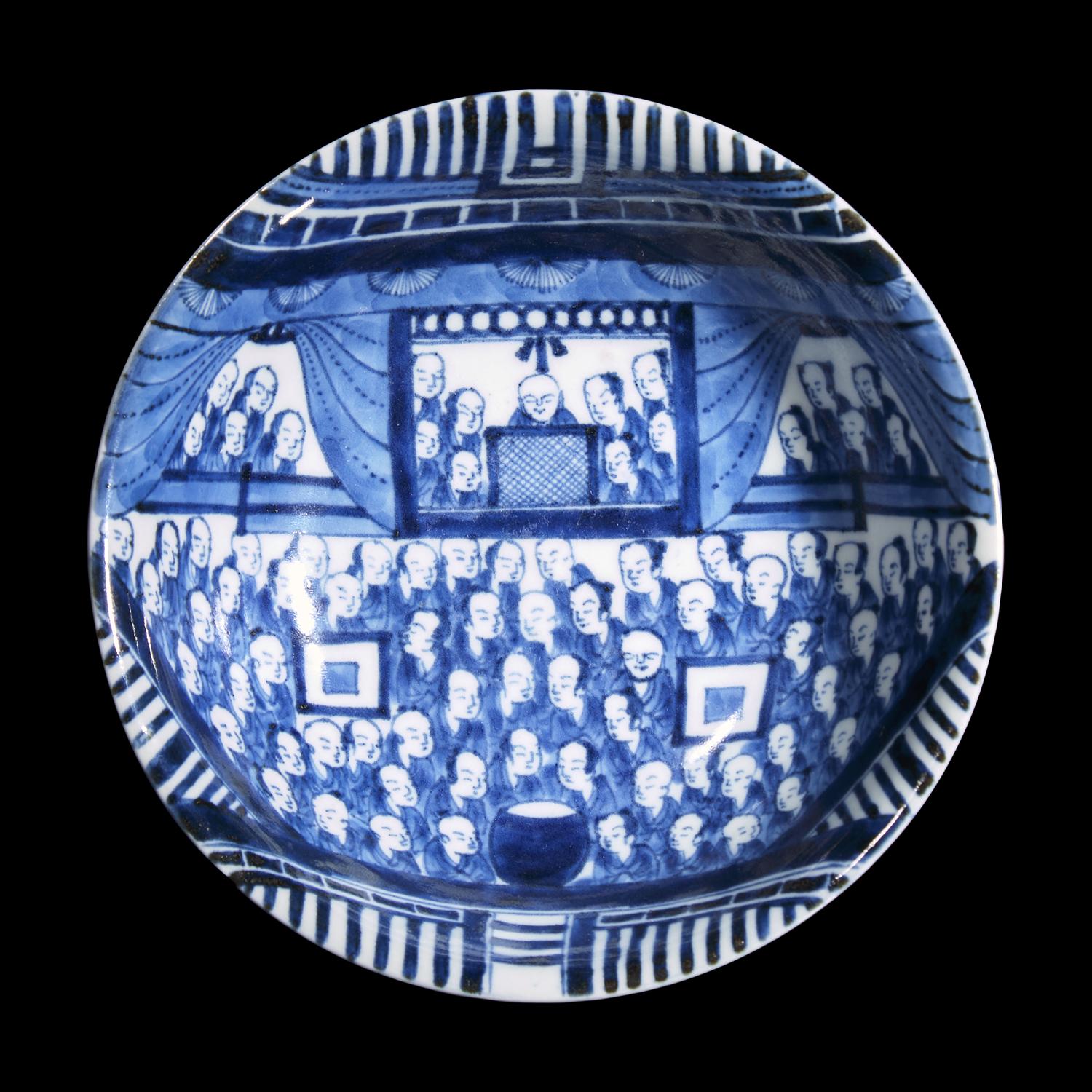 A Blue and White Porcelain "Monks" Bowl, 18th Century or Earlier 十八世紀或更早 青花羅漢圖盌
