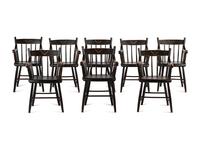 A Set of Eight Painted and Stencil Decorated Windsor Chairs