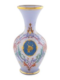 A French Painted and Parcel Gilt Lavender Opaline Glass Vase