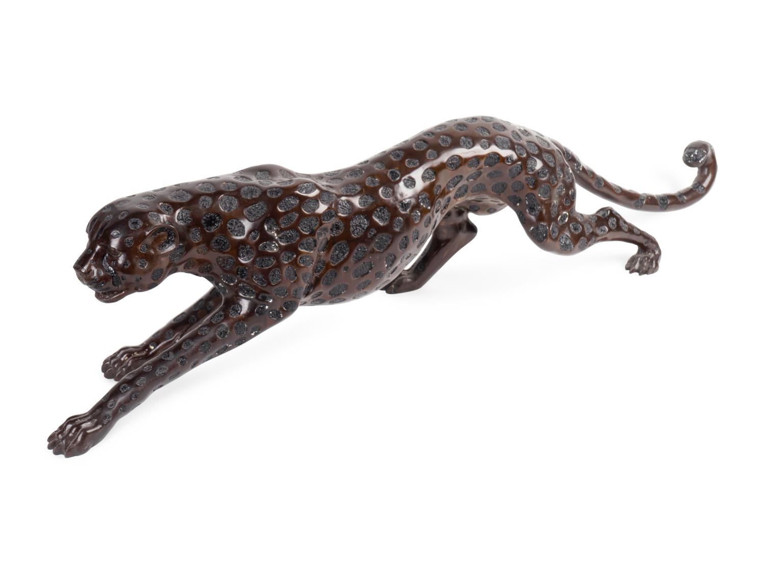 An Art Deco Style Bronze Stalking Cheetah — 20TH CENTURY