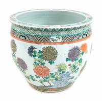 A Large Chinese Famille Verte Porcelain Jardinière