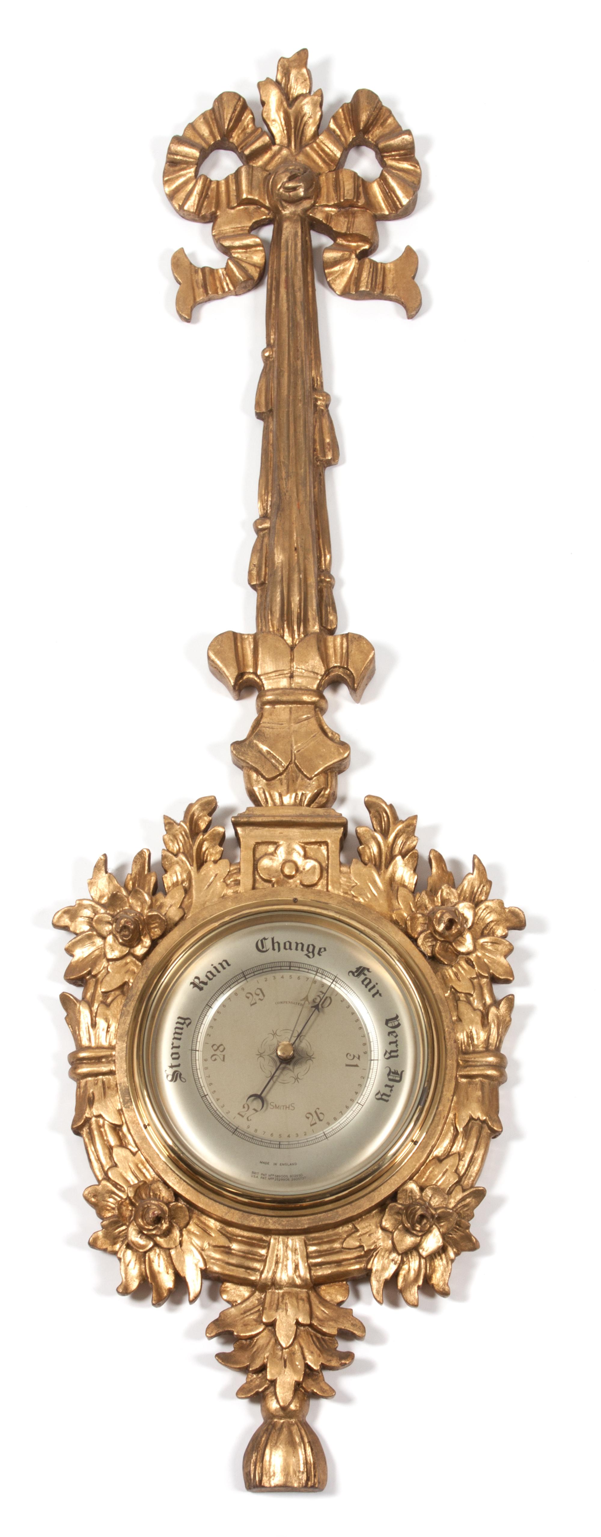 An English Gilt Barometer Height 40 inches. — FIRST HALF 20TH CENTURY