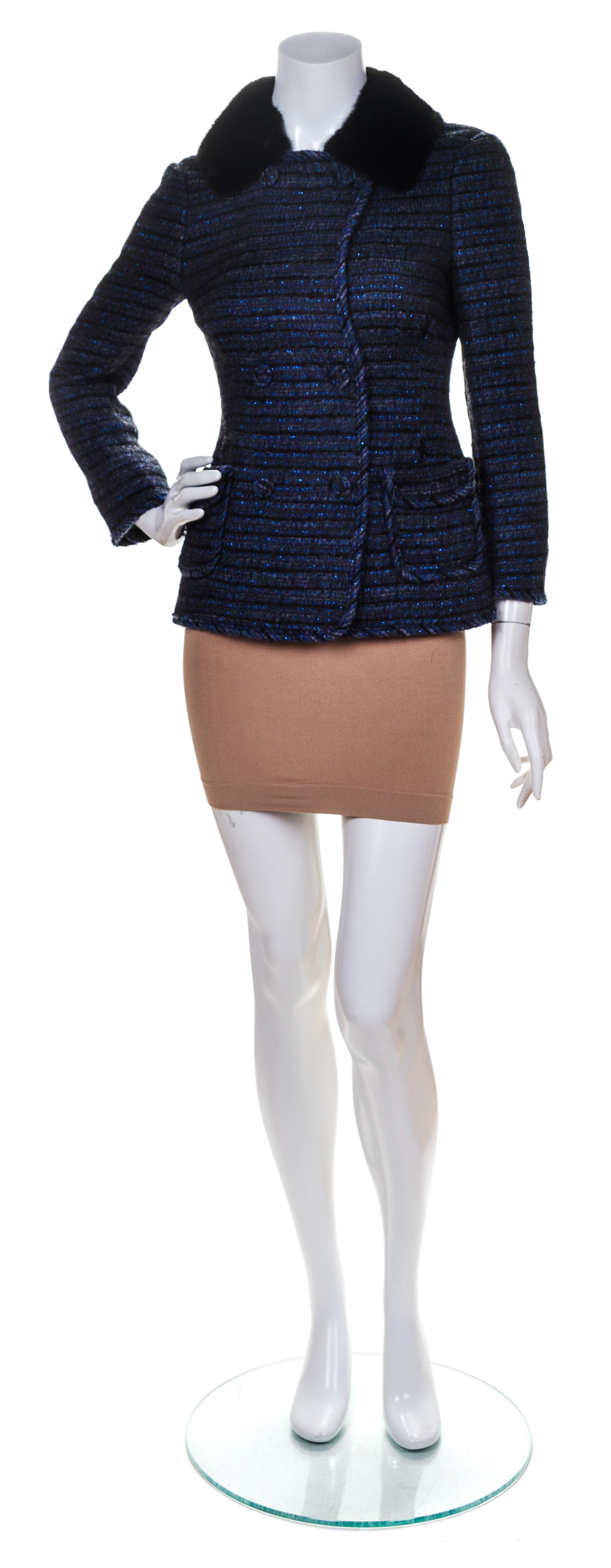 A Nina Ricci Multicolor Mink Collar Jacket, Size 36.