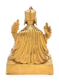 A Sino-Tibetan Gilt Bronze Figure of Lama Height 7 1/2 inches. — 19TH CENTURY