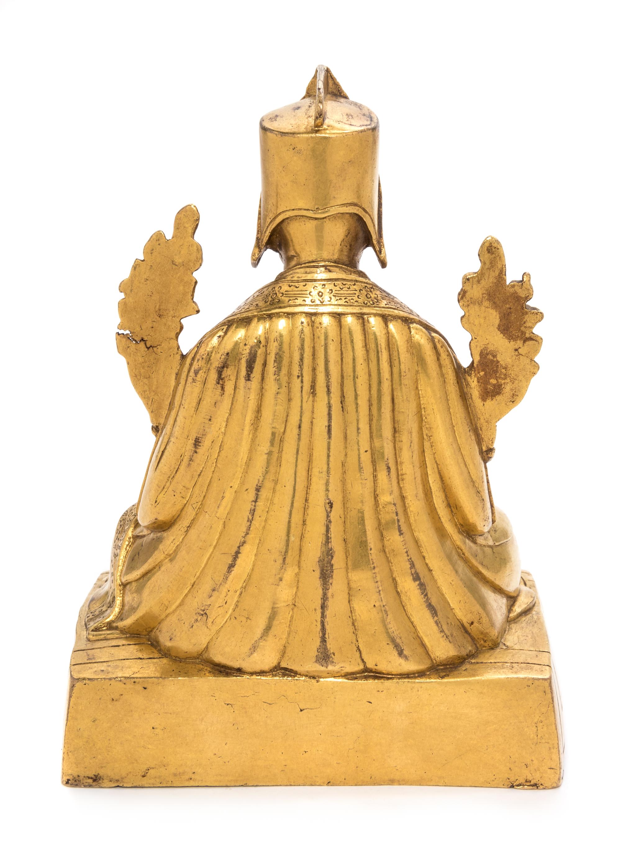 A Sino-Tibetan Gilt Bronze Figure of Lama Height 7 1/2 inches. — 19TH CENTURY