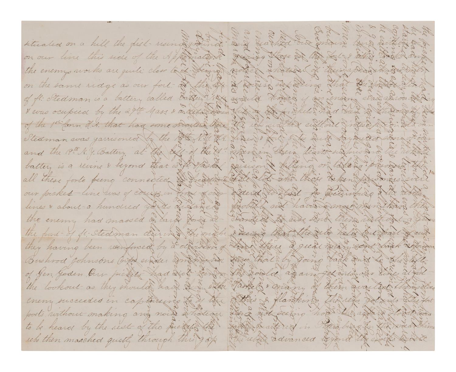 [CIVIL WAR]. Lengthy soldier's letter describing the Battle of Fort Stedman. 27 March 1865.