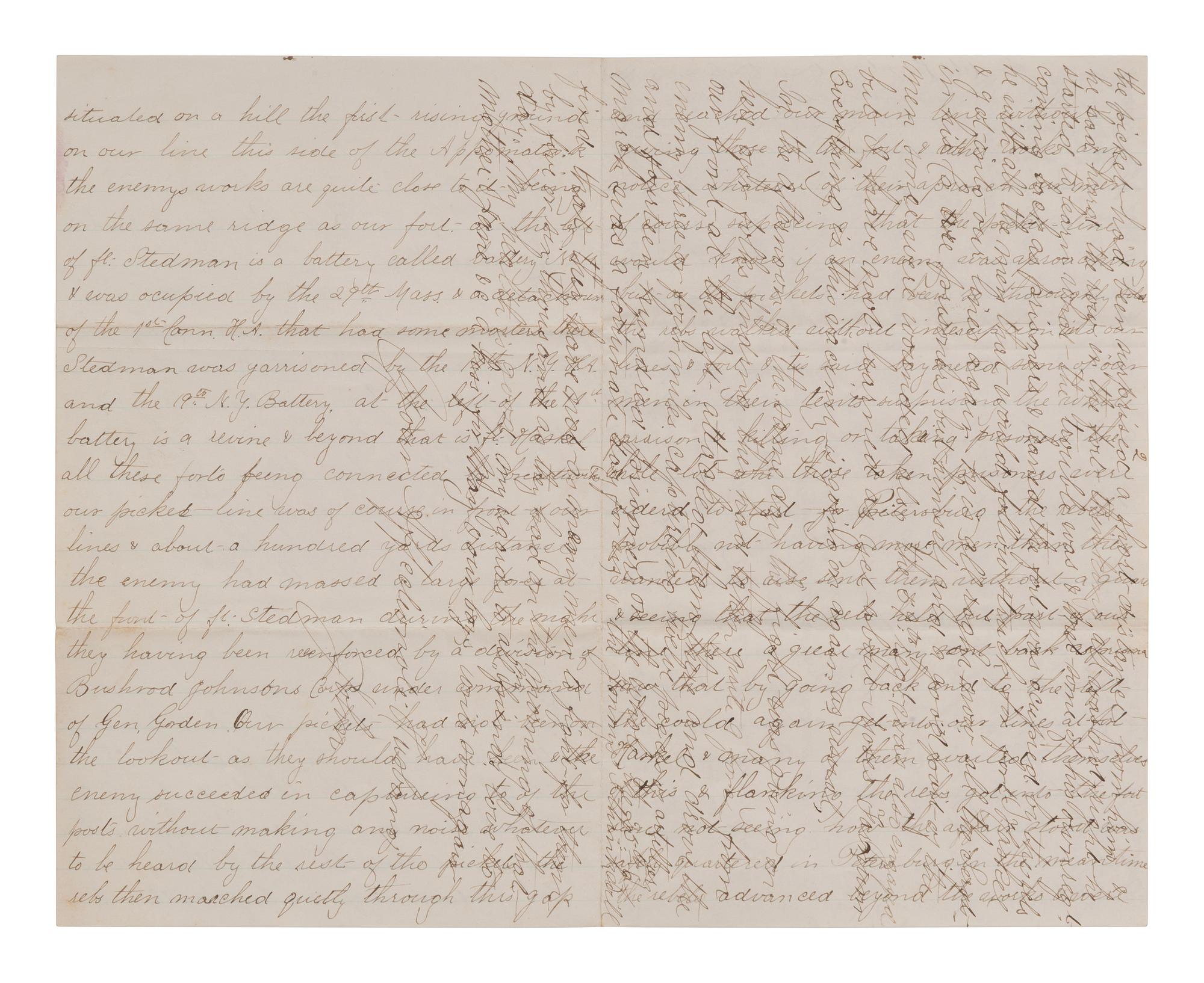 [CIVIL WAR]. Lengthy soldier's letter describing the Battle of Fort Stedman. 27 March 1865.