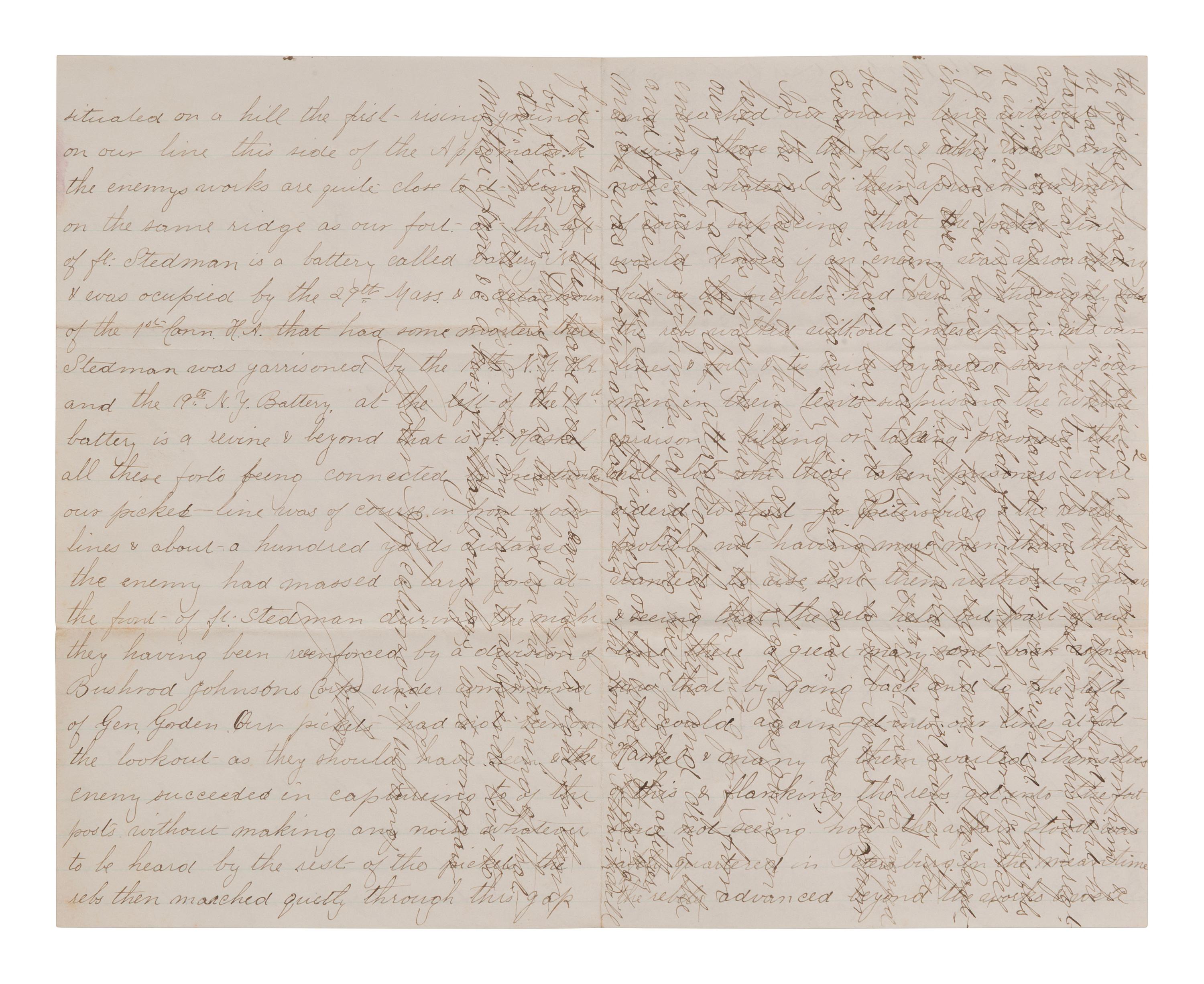 [CIVIL WAR]. Lengthy soldier's letter describing the Battle of Fort Stedman. 27 March 1865.