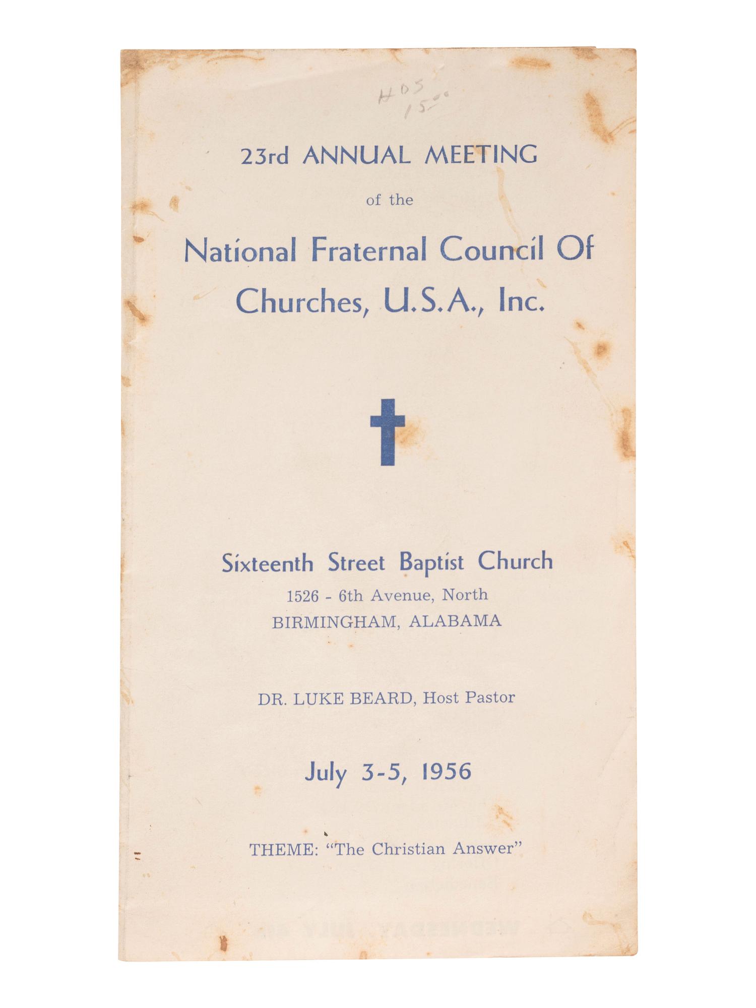 [KING, Martin Luther, Jr. (1929-1968)]. A group of 4 programs from events featuring or honoring Dr. Martin Luther King, Jr. 1956-1965.