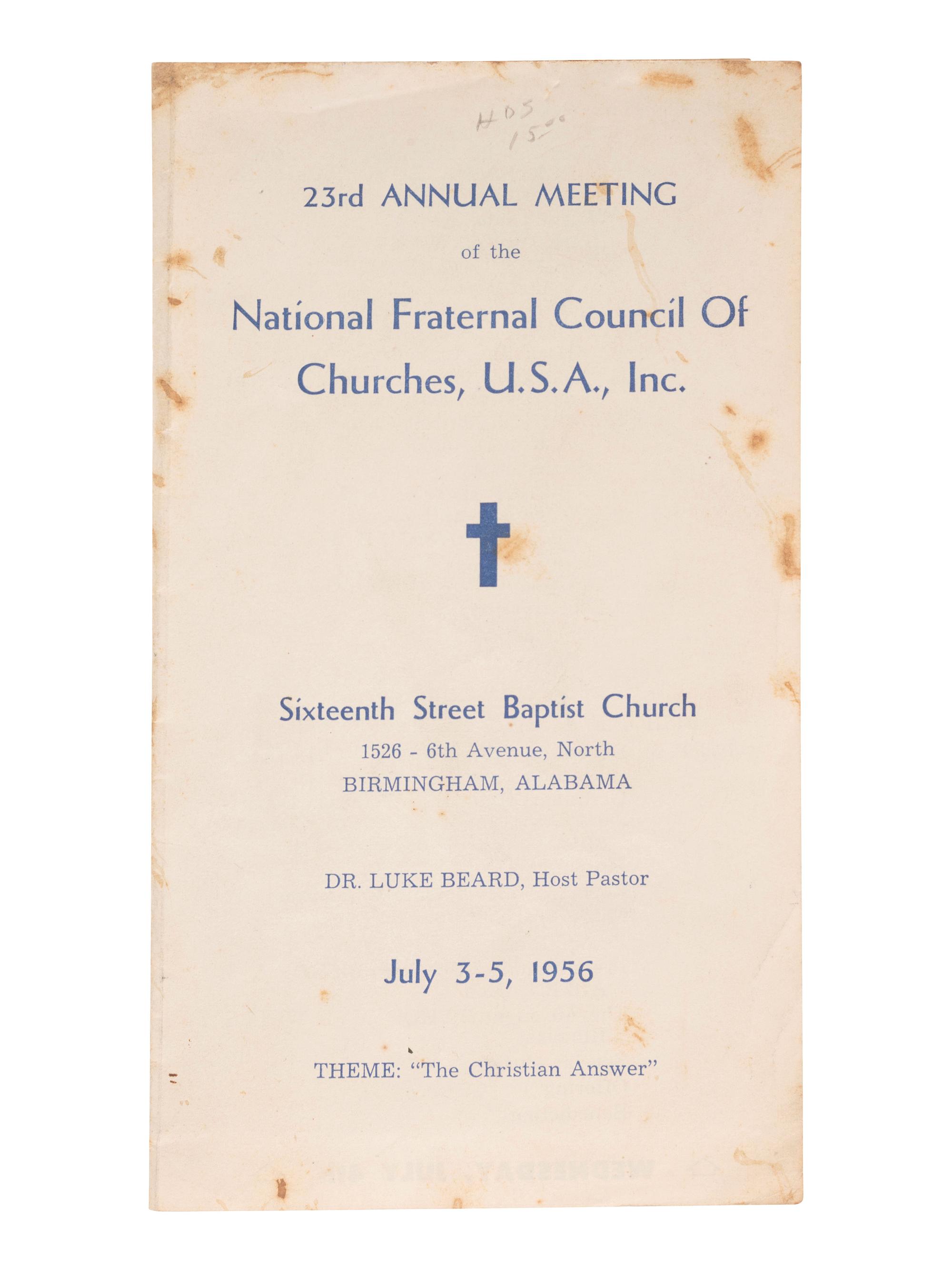 [KING, Martin Luther, Jr. (1929-1968)]. A group of 4 programs from events featuring or honoring Dr. Martin Luther King, Jr. 1956-1965.