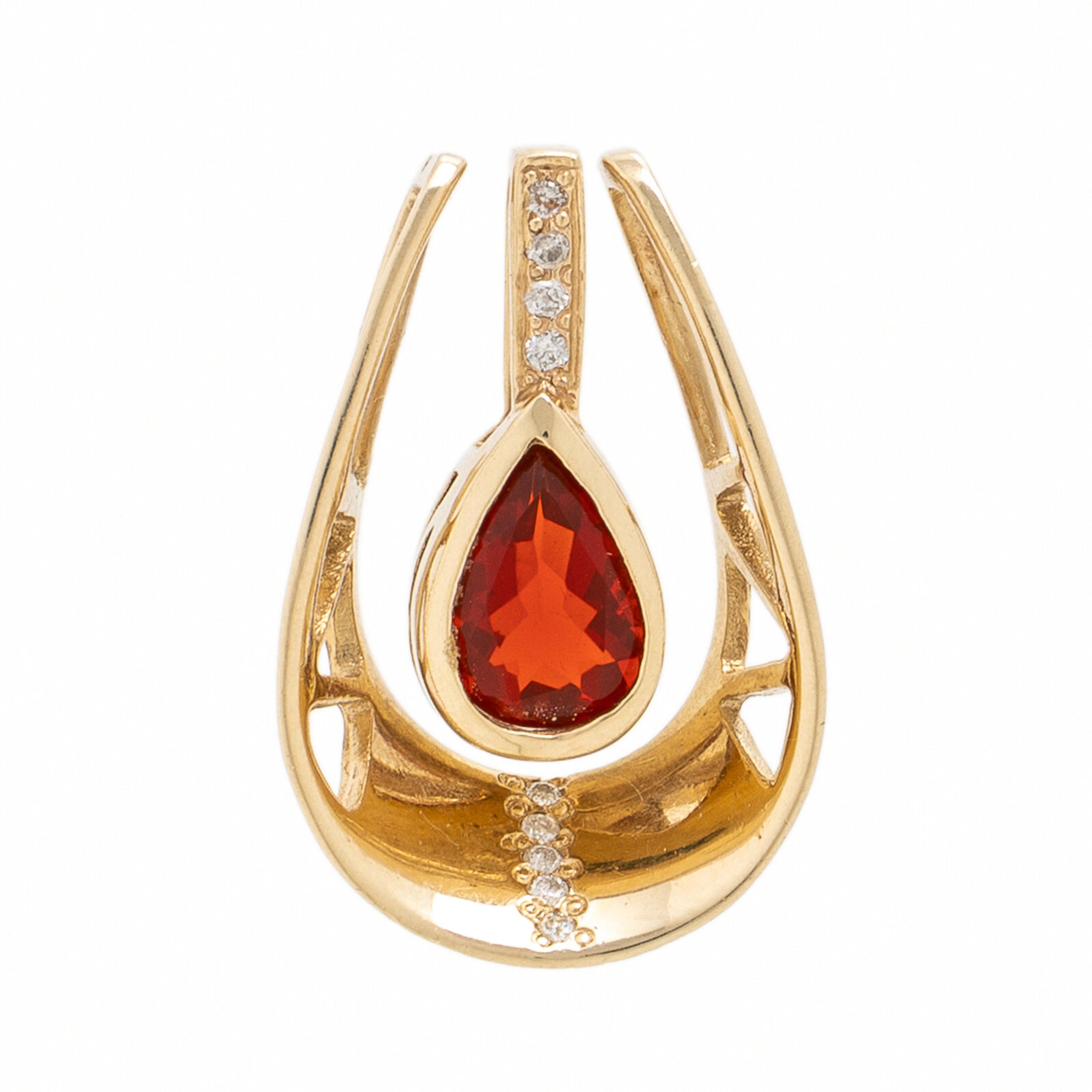 Yellow Gold, Fire Opal, and Diamond Pendant and Enhancer Jacket