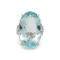 AQUAMARINE AND DIAMOND RING