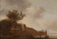 Anthonie Jansz. van der Croos (Dutch, 1604-1663) — River Landscape with a Fortified Town , 1648