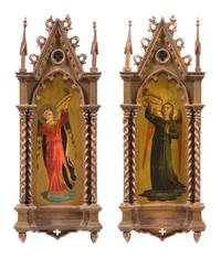 Two Ecclesiastical Paintings on Board Height of each 26 1/2 inches. — AFTER FRA ANGELICO, 19TH CENTURY