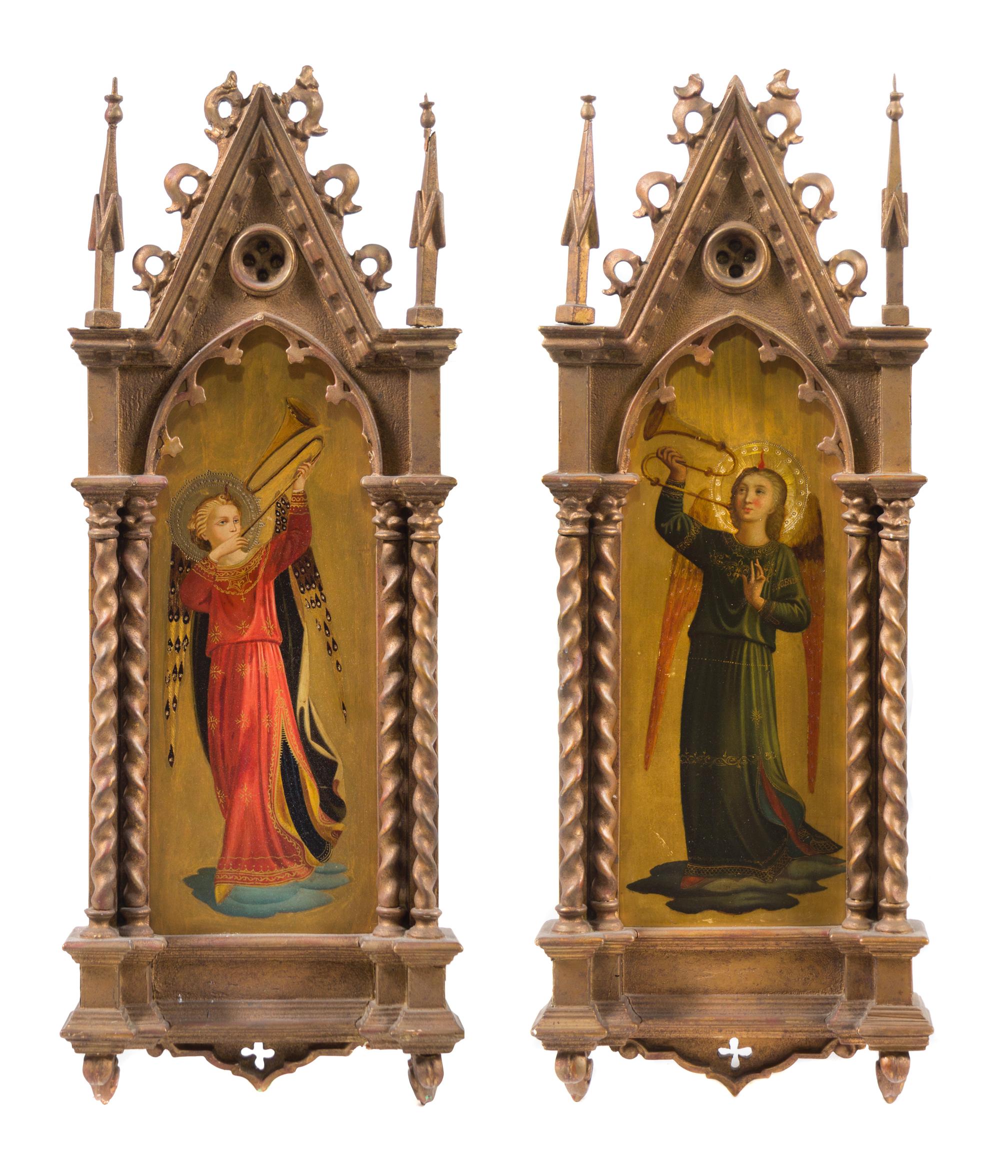 Two Ecclesiastical Paintings on Board Height of each 26 1/2 inches. — AFTER FRA ANGELICO, 19TH CENTURY
