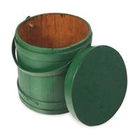 A Shaker Painted Firkin and a Maple and Pine Oval Two "Fingered" Pantry Box