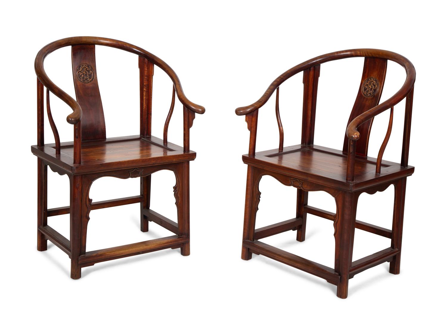 A Pair of Chinese Hardwood Chairs