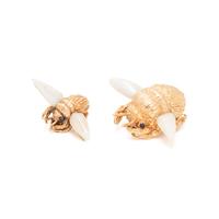 RUSER, A PAIR OF YELLOW GOLD AND CULTURED BAROQUE PEARL BEE BROOCHES
