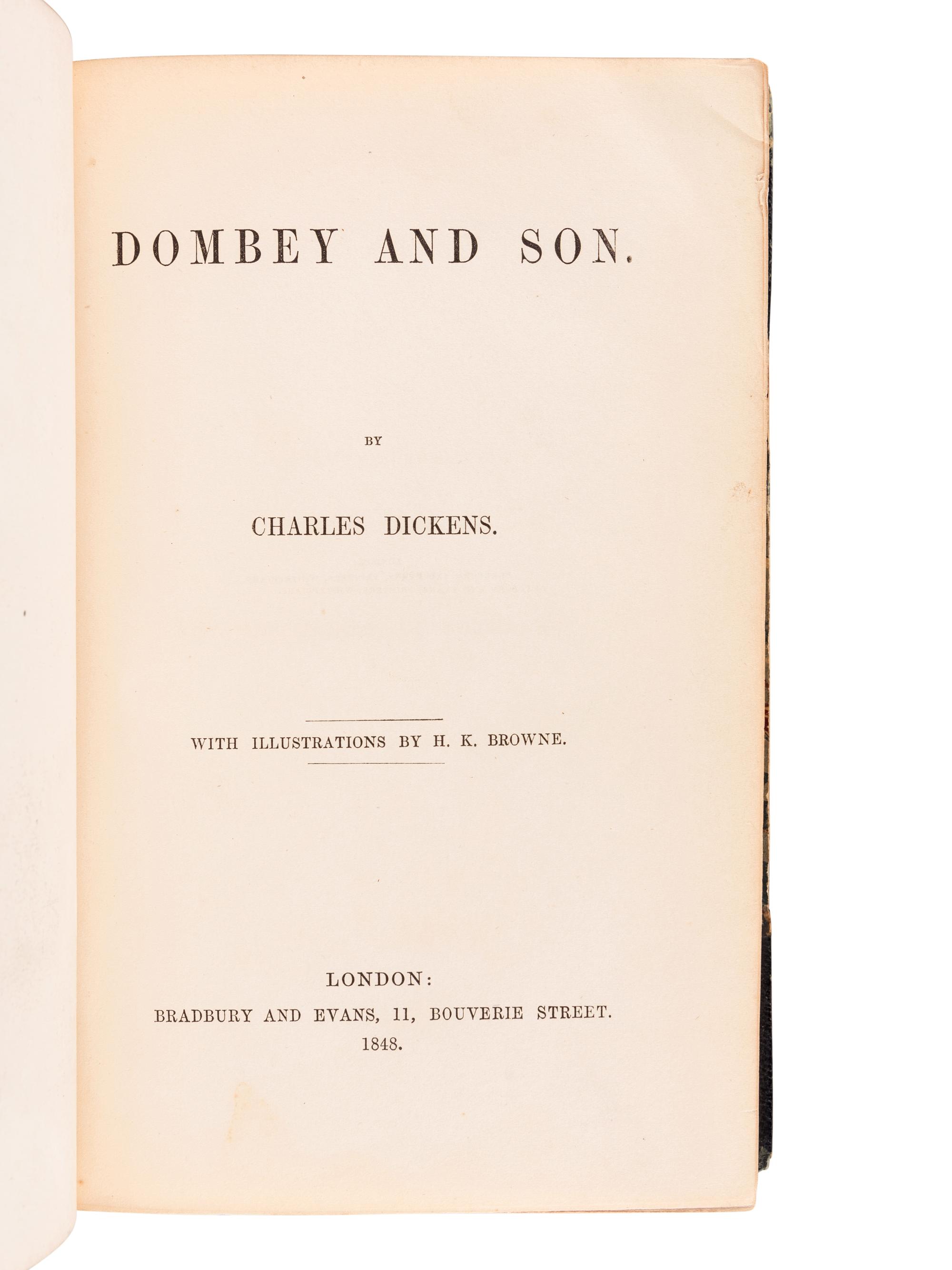 DICKENS, Charles (1812-1870). Dombey and Son . London: Bradbury & Evans, 1848.