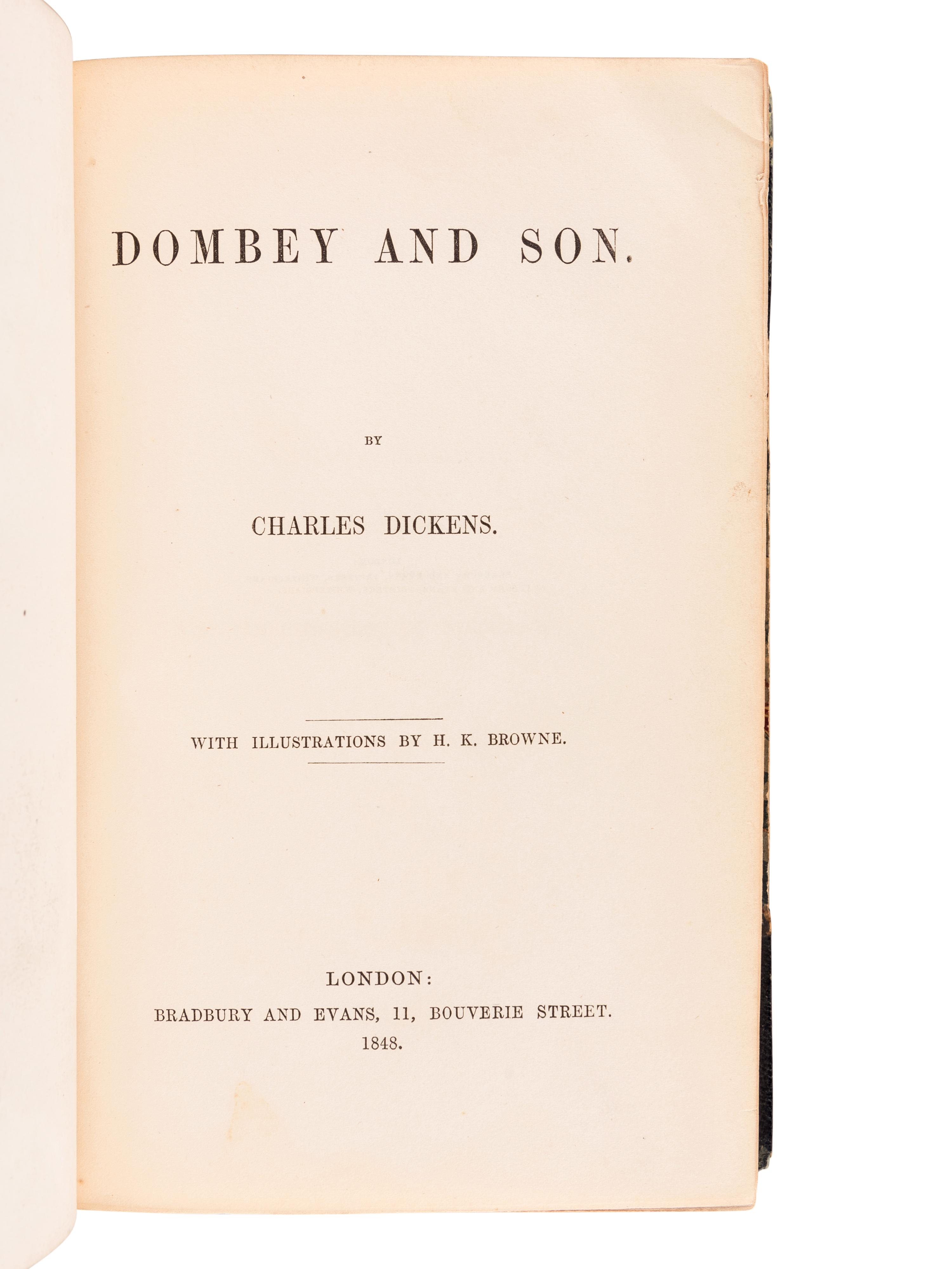 DICKENS, Charles (1812-1870). Dombey and Son . London: Bradbury & Evans, 1848.