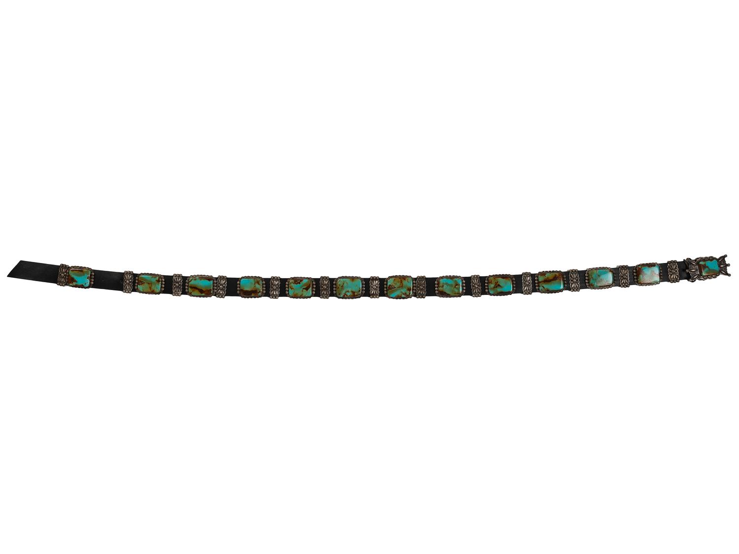 Sterling Silver and Royston Turquoise Concha Belt