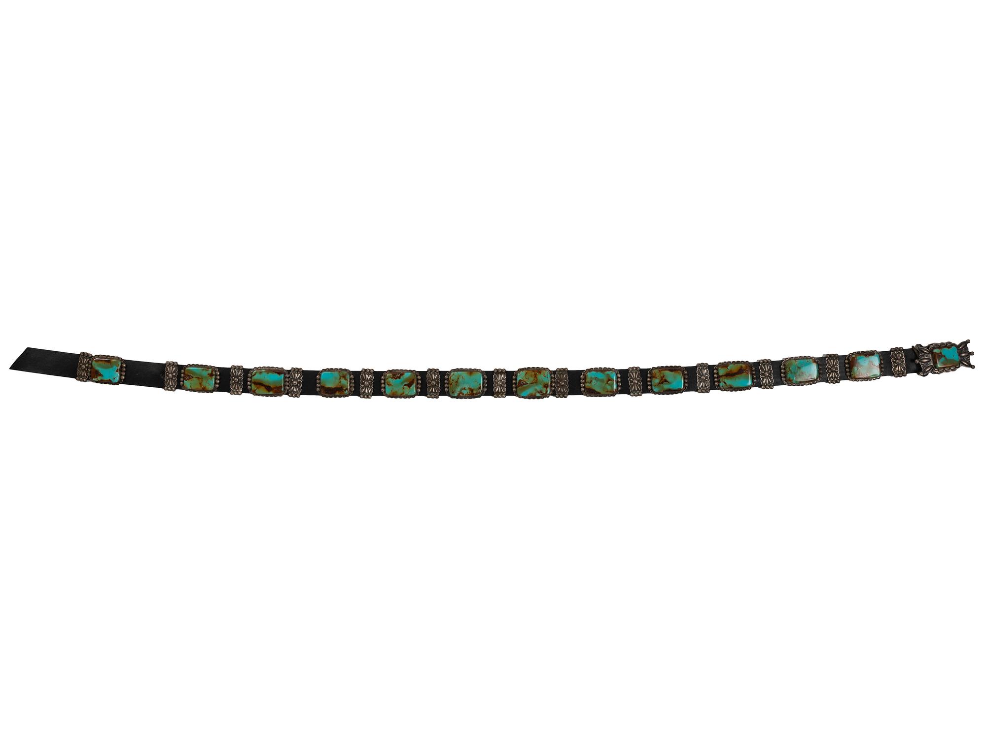 Sterling Silver and Royston Turquoise Concha Belt