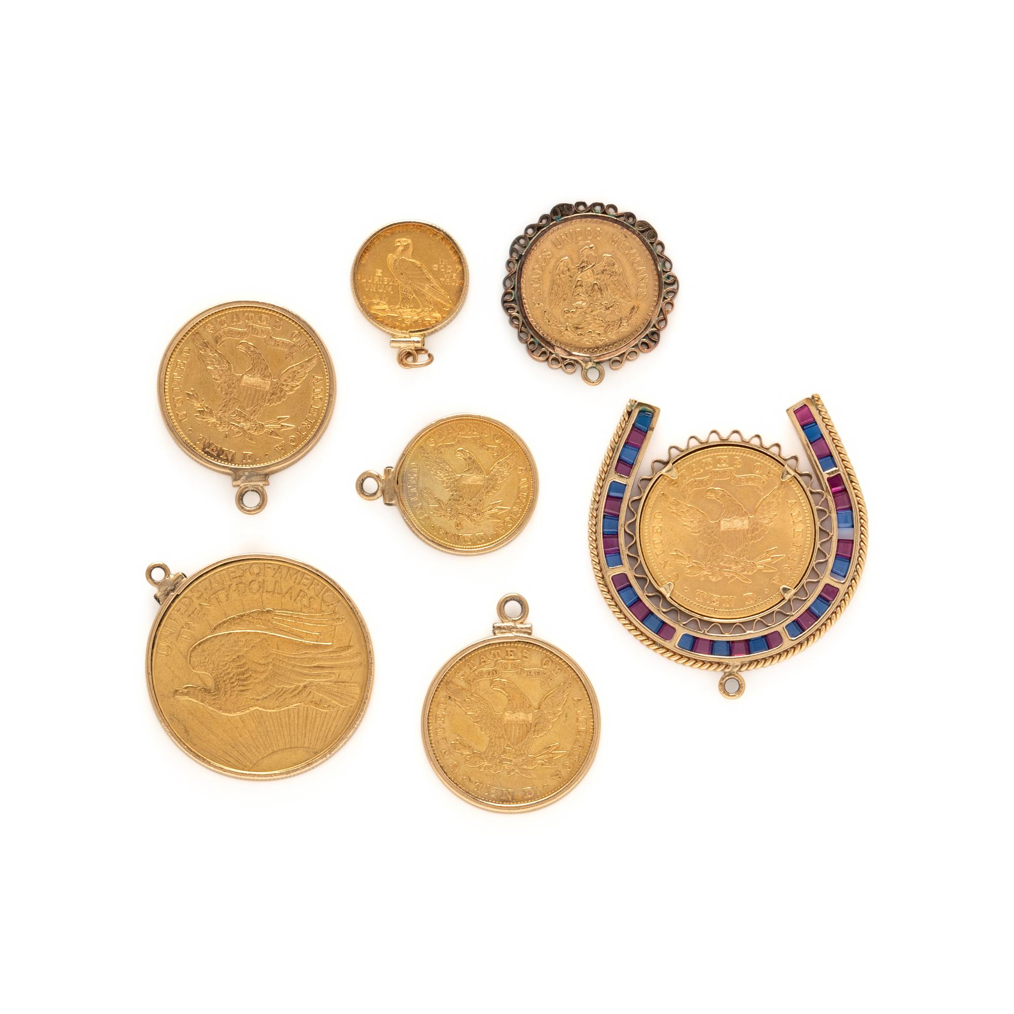 COLLECTION OF COIN PENDANTS