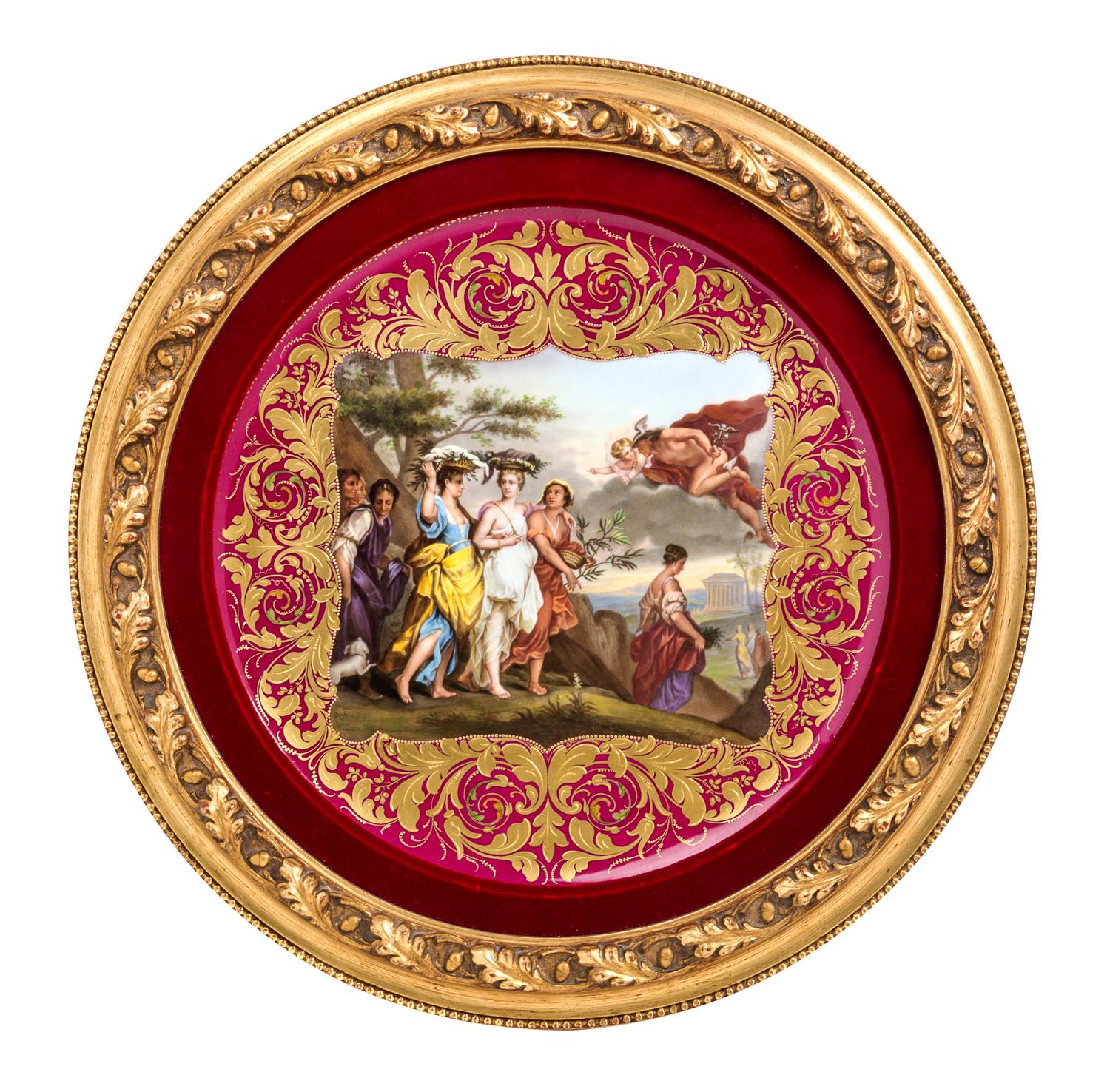 A Vienna Porcelain Charger Diameter of frame 19 1/8 inches. — 19TH CENTURY