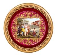 A Vienna Porcelain Charger Diameter of frame 19 1/8 inches. — 19TH CENTURY