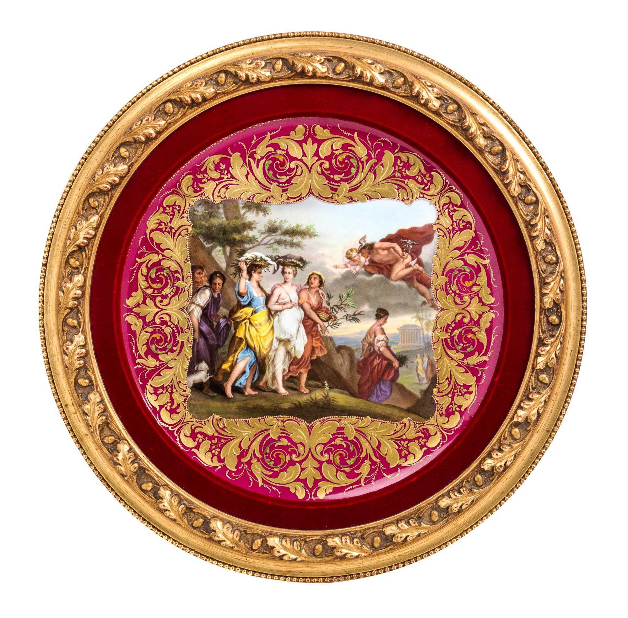 A Vienna Porcelain Charger Diameter of frame 19 1/8 inches. — 19TH CENTURY
