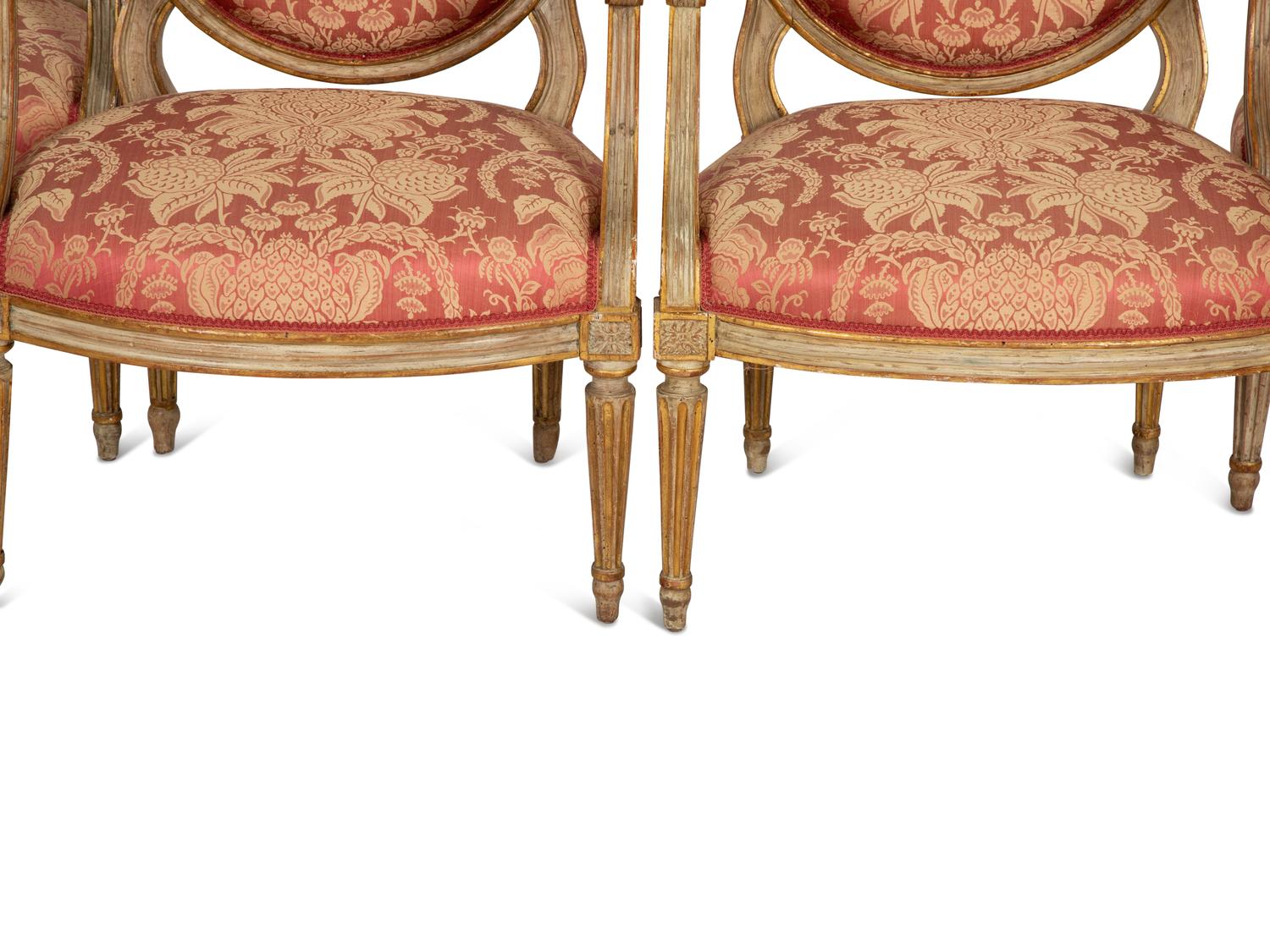 A Suite of Four Louis XVI Style Painted Fauteuils