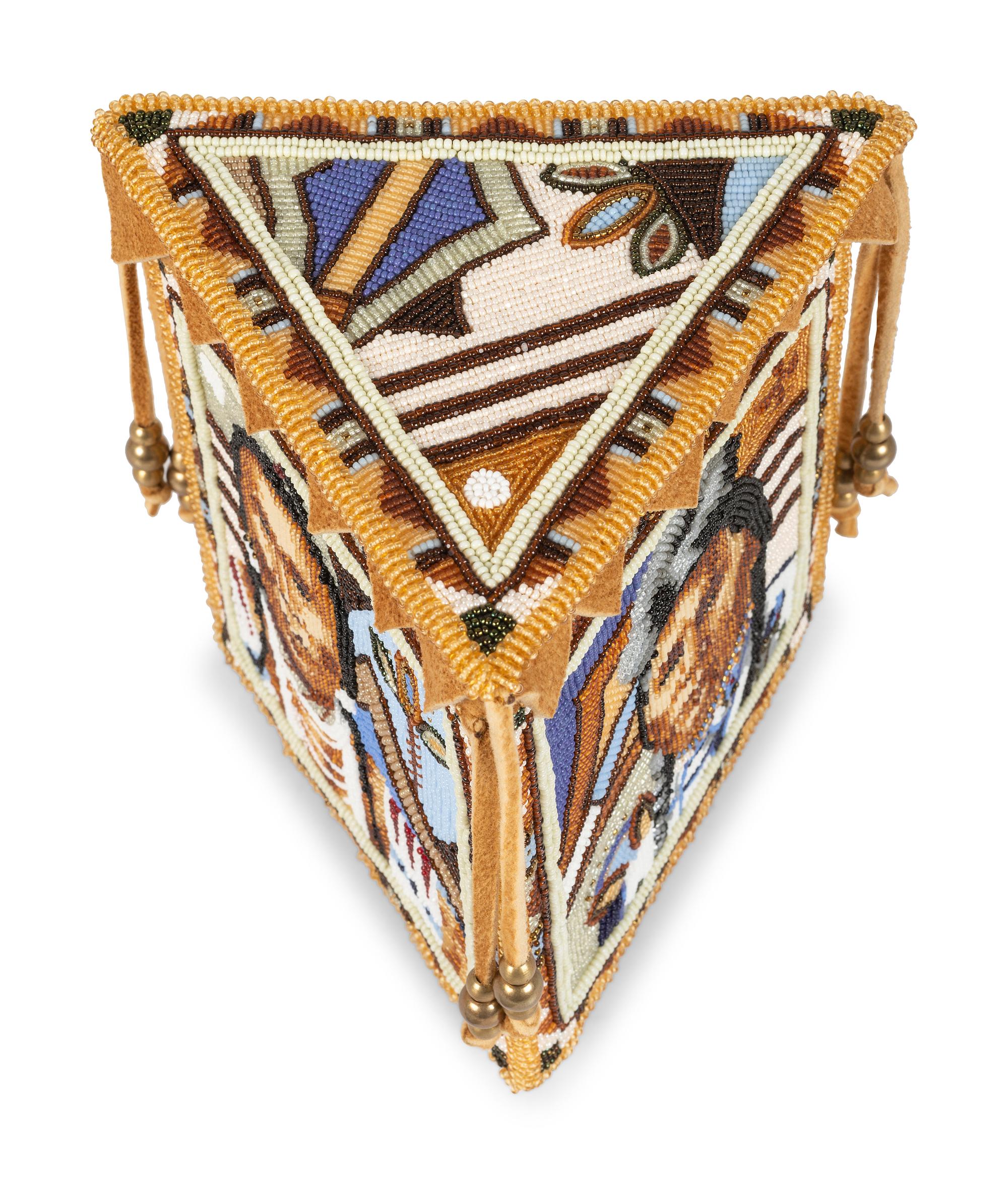 Triangular Beaded Trinket Box, Chief Joseph