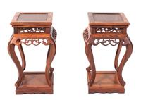 A Pair of Chinese Hardwood Stands Height 20 inches. — 20TH CENTURY