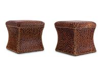 A Pair of Cheetah-Printed Cow Hide Stools
