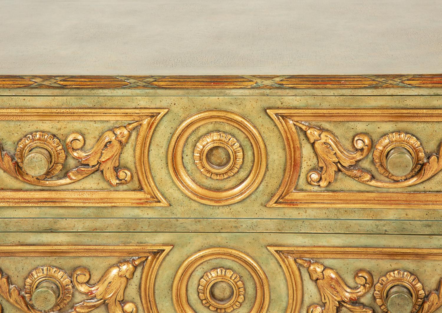 A Pair of Maitland-Smith Painted and Parcel-Gilt Commodes