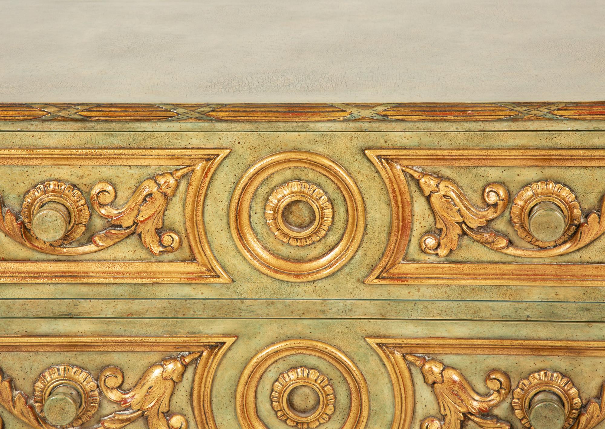 A Pair of Maitland-Smith Painted and Parcel-Gilt Commodes