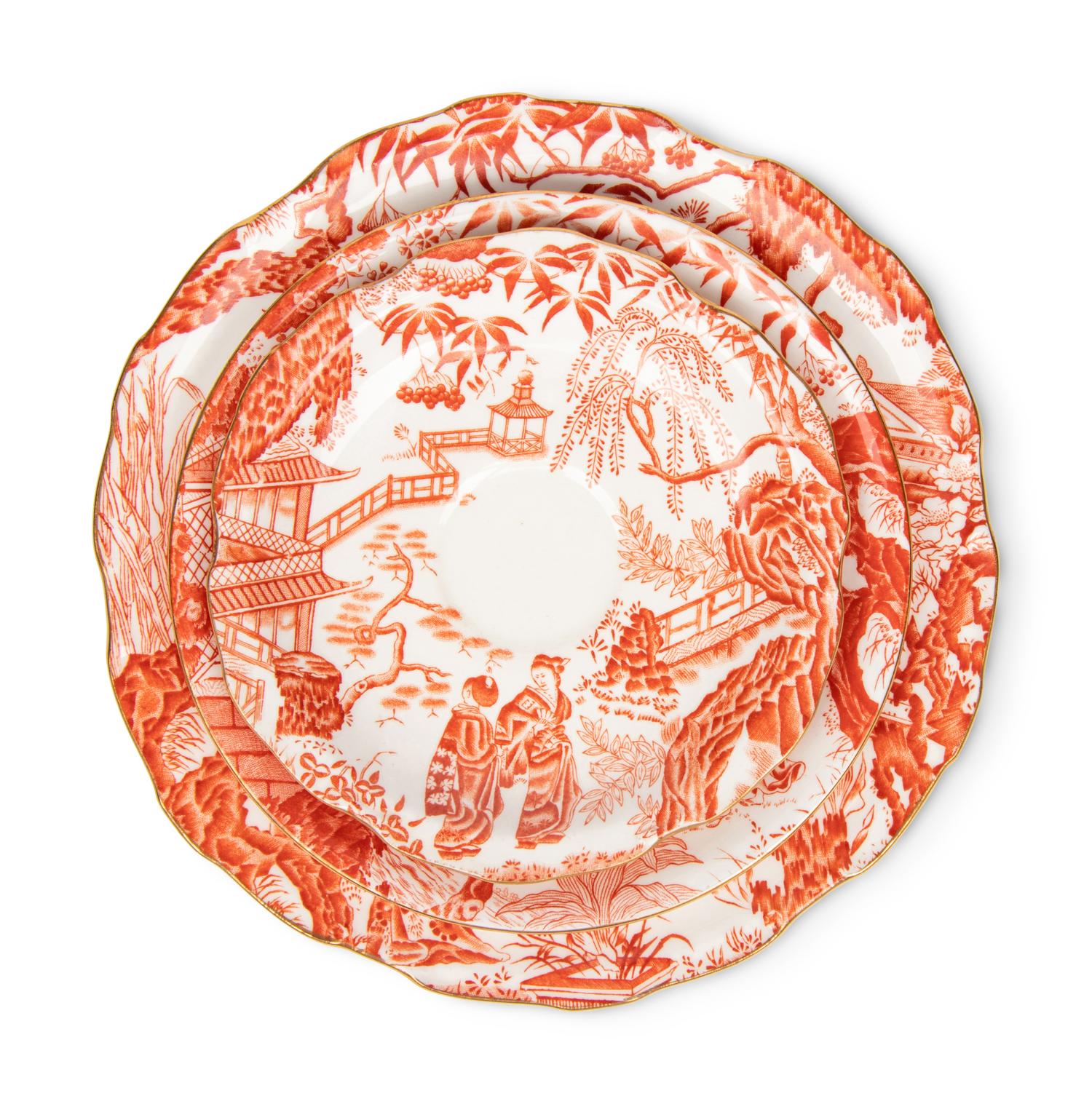 A Royal Crown Derby Red Mikado Porcelain Dinner Service