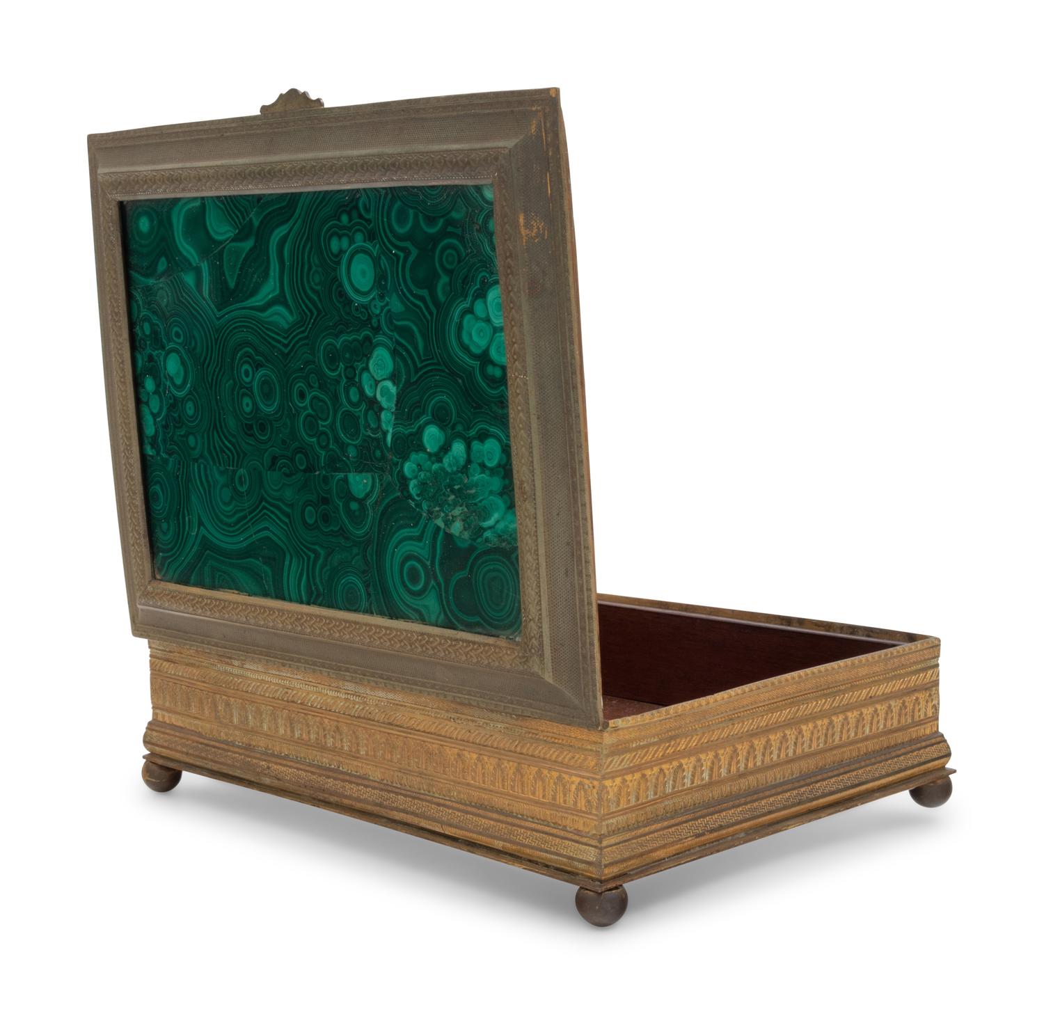A French Gilt Bronze and Malachite-Inset Box